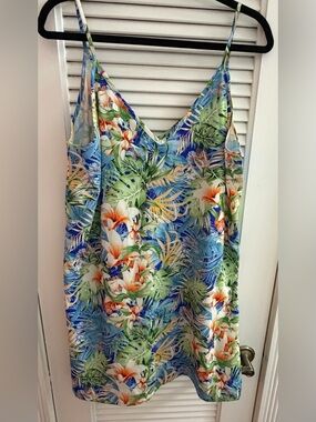 SHEIN Blue Tropical Floral Spaghetti Strap Women’s  Mini Dress Size XL
